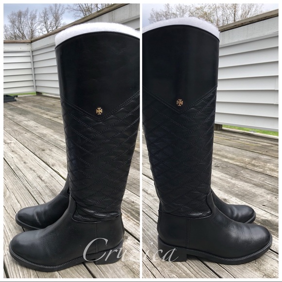Tory Burch Claremont Quilted Black Boot Size 6 - Picture 4 of 8